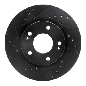 Hyundai Elantra Brake Rotor (1) - Front Left - R1 Concepts - Drilled & Slotted - Black - `07-`10